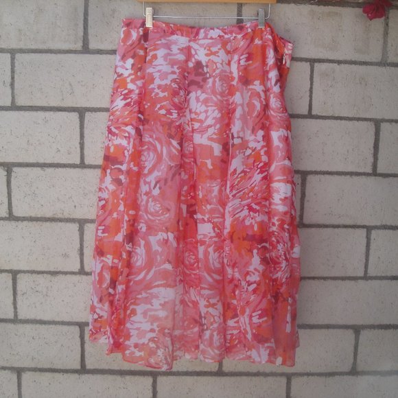 Coldwater Creek Skirt Dopamine Bright Colorful Cotton-Silk Midi XL - Picture 1 of 2